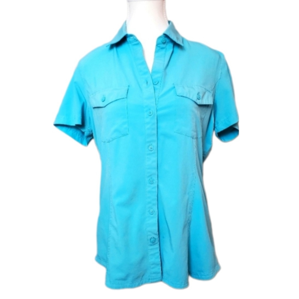 Eddie Bauer Button-Up Blouse - Blue - Med.